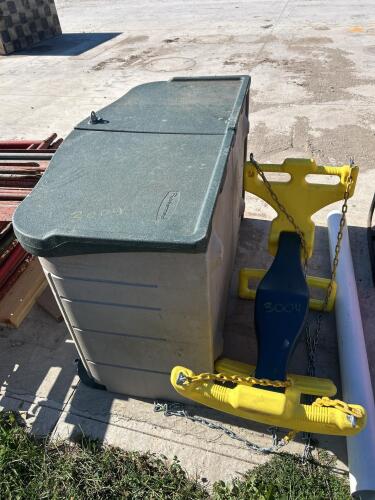 Deck box, kids swing