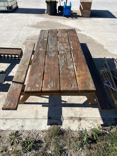Wooden picnic table