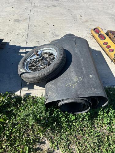 Motorcycle wheel, 42"W roll of hard plastic