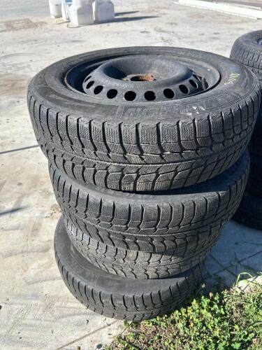 4 195/65R15 winter tires on steel rims weather checked