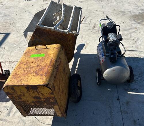 Morter mixer as is, air compressor as is