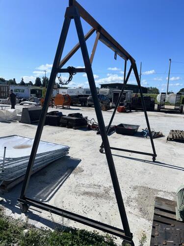 Rolling hoist frame 124&rdquo;W 98&rdquo;H