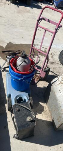 2 Wheel dolly, feed buckets, water transfer tank, propane cooker, etc