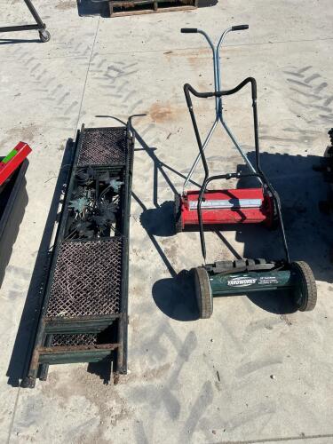 2 Reel mowers, garden trellises