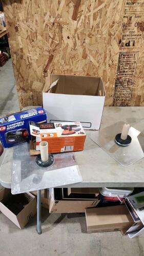 Trowels, air compressor, sander