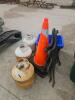 Park bench ends, 6 27" pylons, 1 full 2 empty BBQ tanks