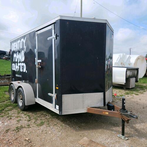 6'x12' V Nose trailer w ownership, 73" Inside height w contents