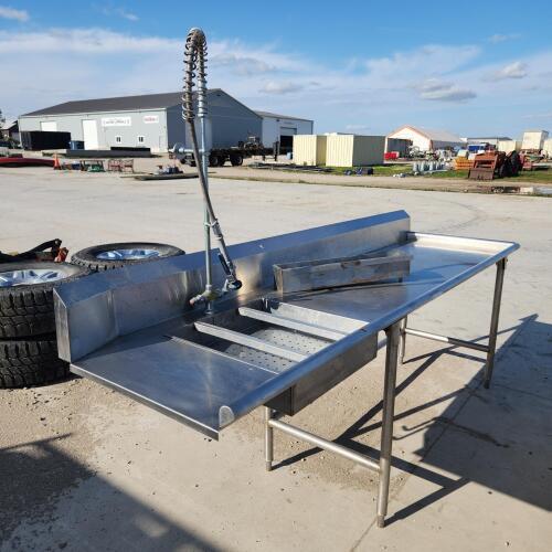Stainless table w sink 100"L 29"W 37"H