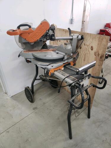 Ridgid 12" sliding compound mitre saw on stand working