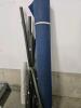 73" Roll of outdoor carpet, 3/4" pipe insulation, 34" roll of light canvas