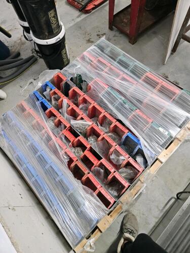 39"W 48"H Hardware bolt bin w some hardware