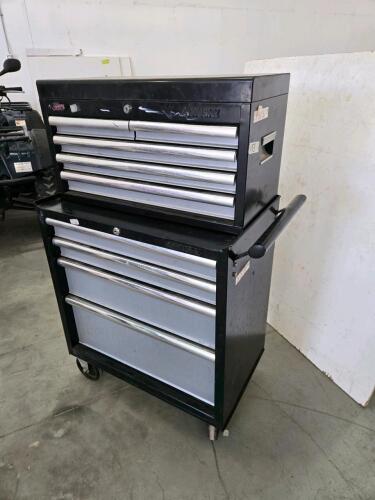 Locking Husky toolbox w key 27"W 16"D 45"H