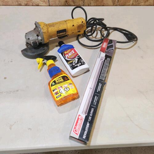 Dewalt grinder, car polish, goo gone, etc.