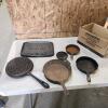 10",8",7",5" Cast frying pans, etc.