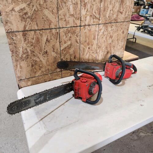 Vintage Homelite chainsaws, 1 working, 1 parts