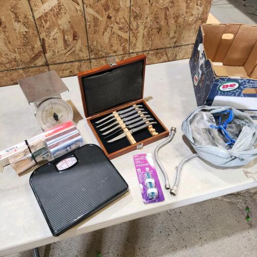 Scales, matches, safety glasses