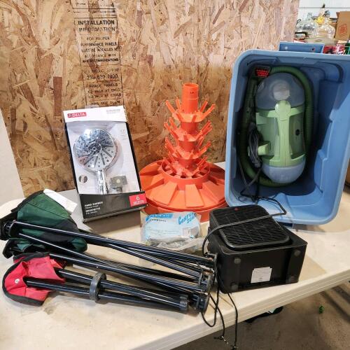 Unused shower head, bottle dryer, heater, vacuum