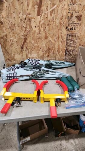 Trailer wheel locks, tree shelters, etc.