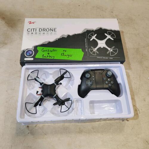 Drone w controller & battery, no charger, untested as is