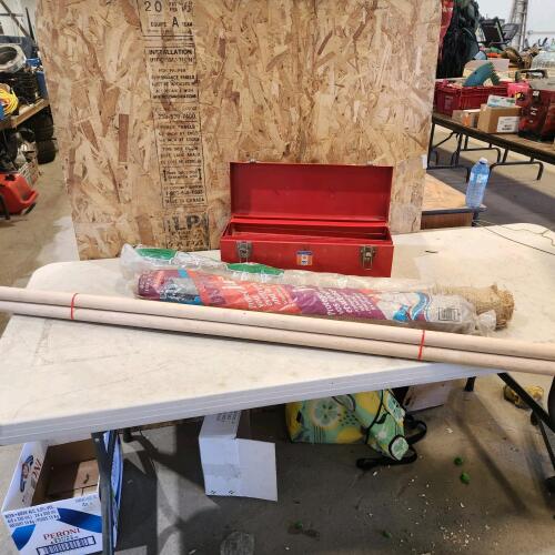 Toolbox, burlap, 1 1/2" poles