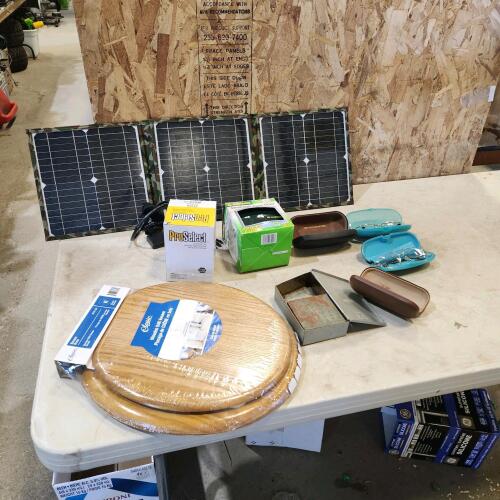 Solar charger, wooden toilet seat, etc.