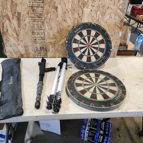 2 Dart boards, tripods