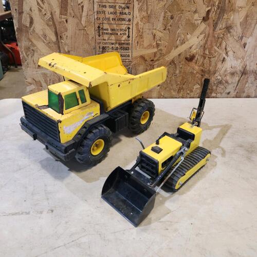 Metal Tonka dump truck & bulldozer