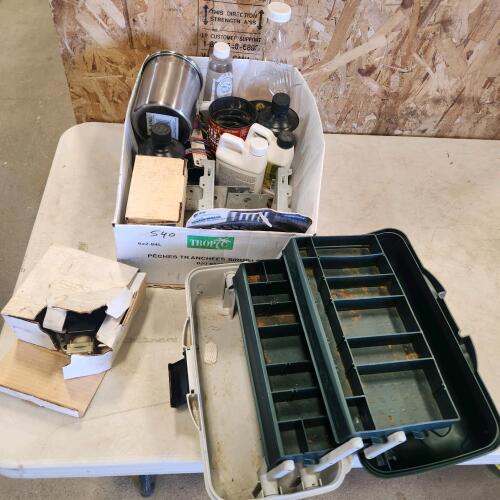 Miscellaneous items, empty tackle box