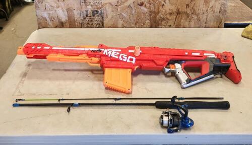 Nerf gun, fishing rod