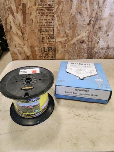 200m roll of electric fence tape, disposible boots