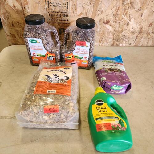 Bird seed, garden fertilizer