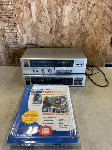 JVC reciever & cassette deck, colour security camera