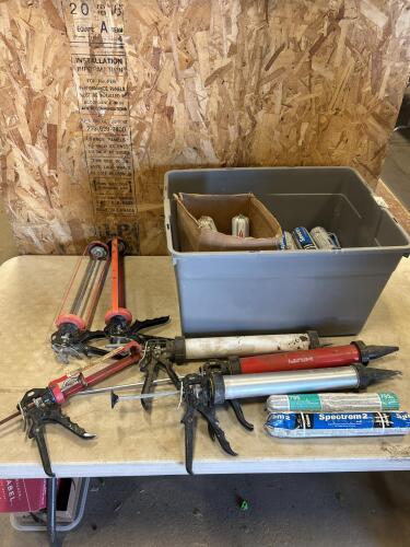 Caulking guns, tubes of silicone sealant