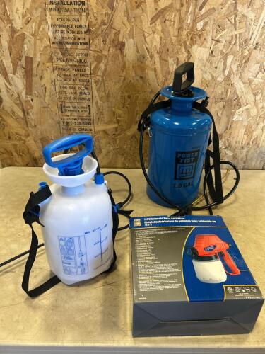 Untested paint spray gun, 2 weed sprayers as is