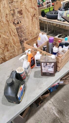 Part cans of cleaners, lubricants, etc.