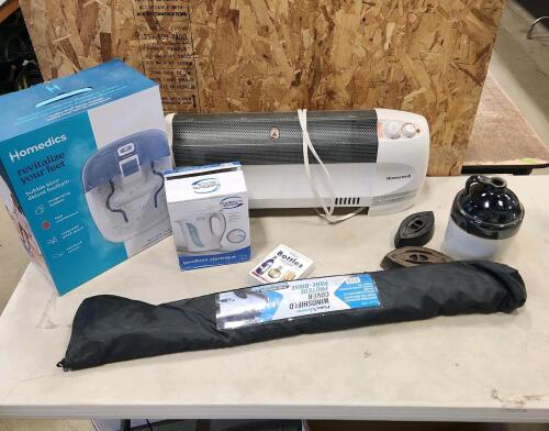 Unused footbath, new kettle, heater,