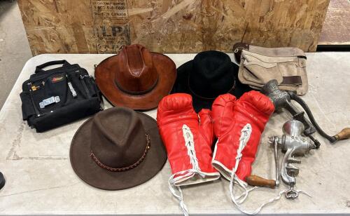 Hats, boxing gloves, mincers, nail aprons