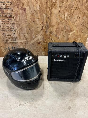 XL Snowmobile helmet, Silvertone amp
