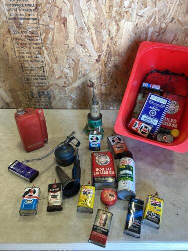 Assorted part cans of oil
