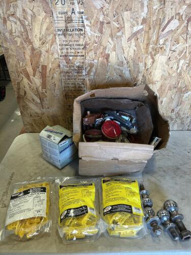 Electric fencing insulators, 2 5/16&rdquo; trailer ball, trailer lights, etc