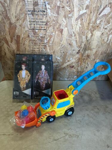 4 new BTS dolls, Vtech push n pop bulldozer