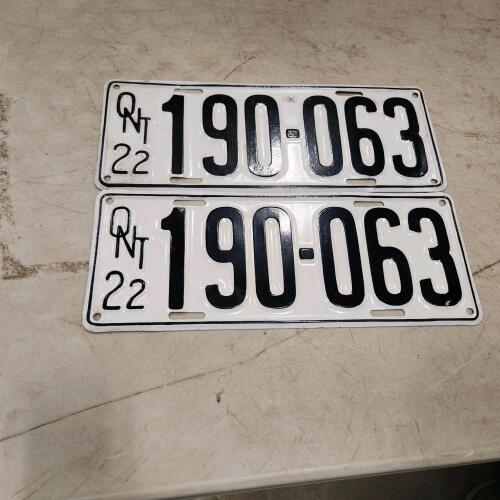 1922 Ontario license plates