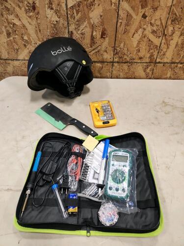 Soldering kit, precision drill bit set, cleaver, sz L ski helmet