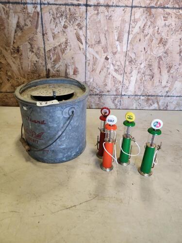 Novelty gas pumps, minnow bucket
