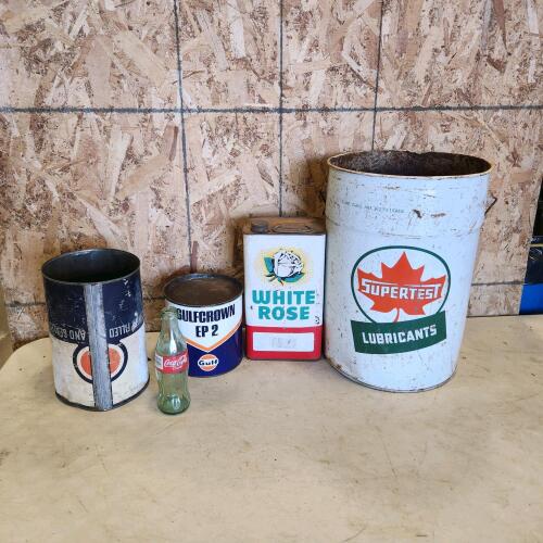 Vintage oil tins