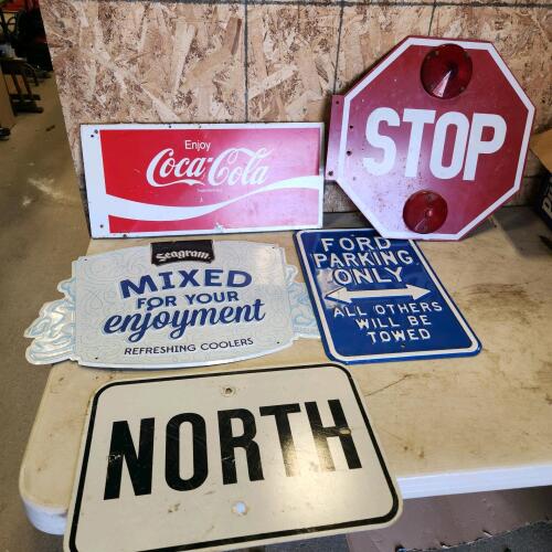 Various metal signs