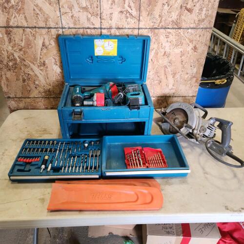 Makita 14v drill kit, warm drive saw