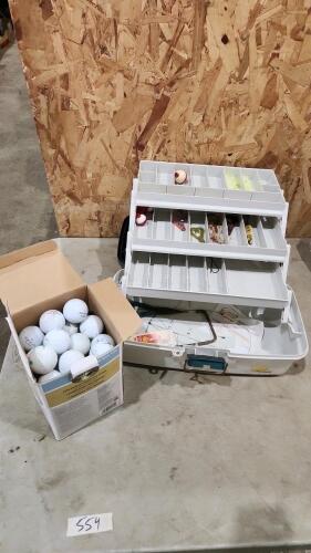 Tackle box, golf balls
