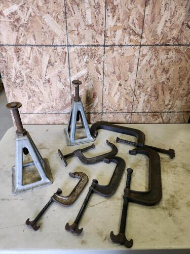 Camper jack stands, assorted C clamps