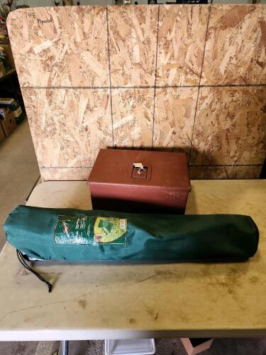 Lock box, folding lawn chair